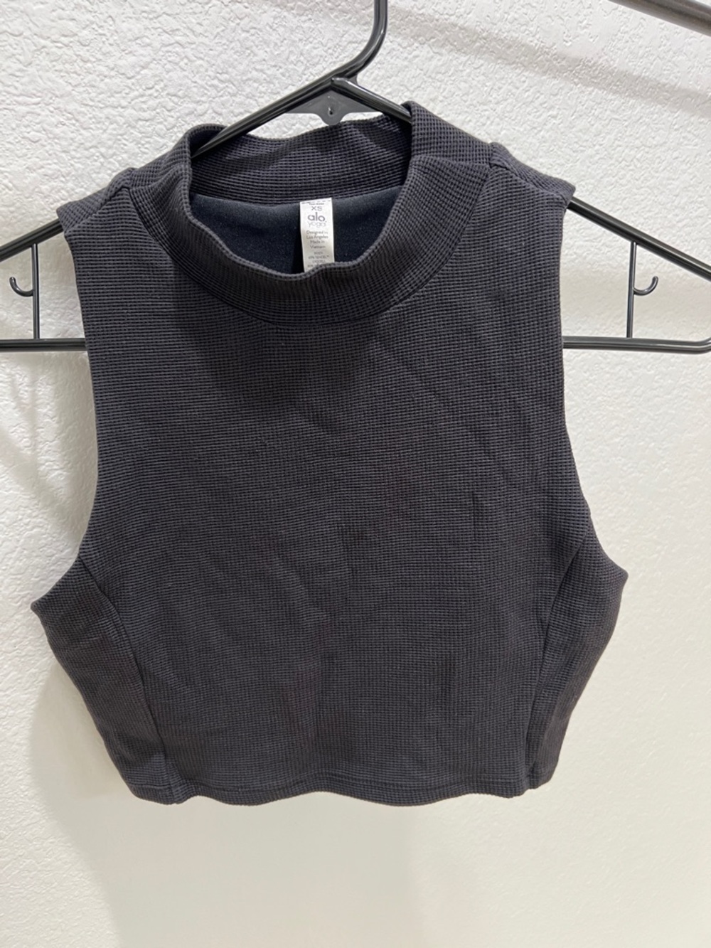ALO Yoga Black Micro Waffle Comfort bra tank